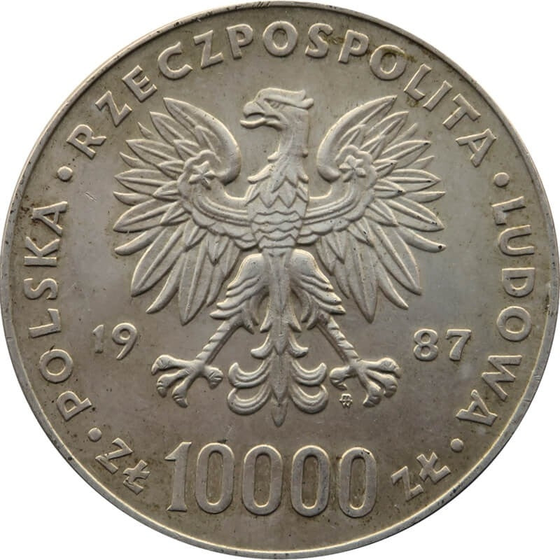 10.000 zł Jan Paweł 2, 1987, Srebro Ag