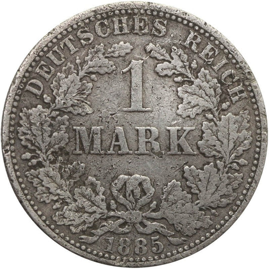 1 marka, Cesarstwo Niemieckie, 1885 A, stan 4+