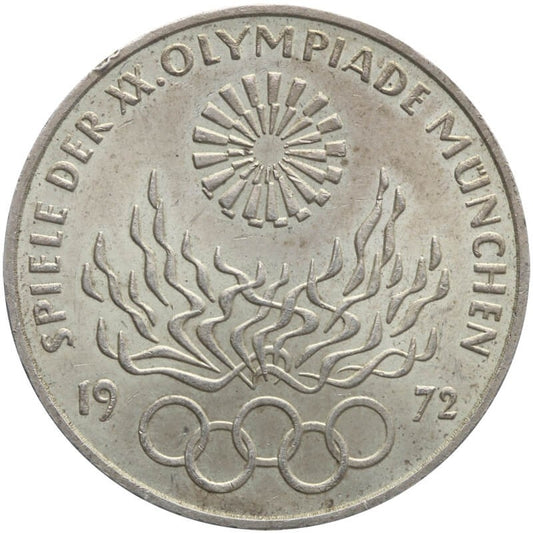 10 marek, 1972 J , Igrzyska Olimpijskie, Monachium - Płomień, srebro