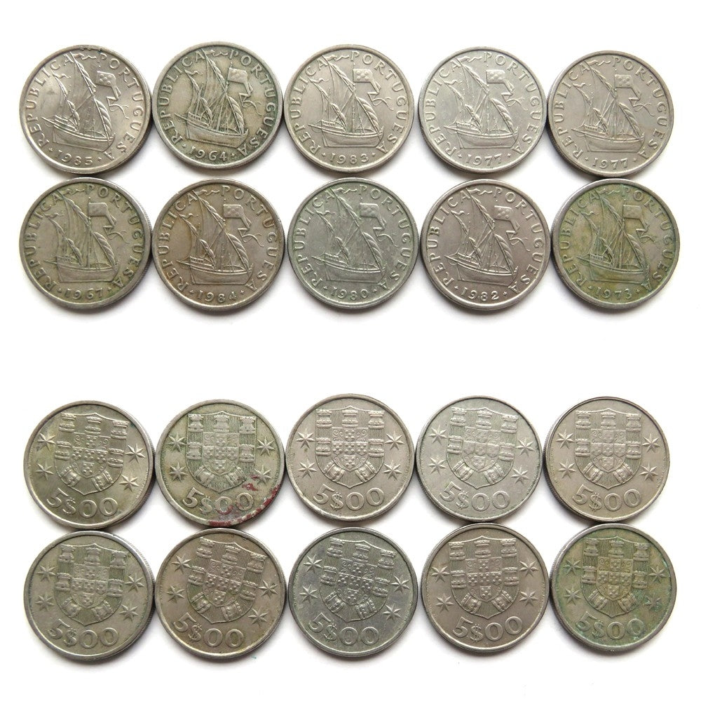 10 szt. x Portugalia 5 eskudo, 1963-1986