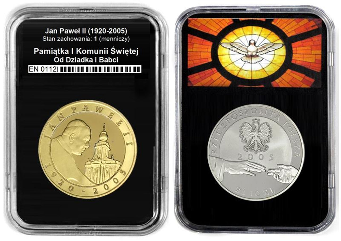 10 zł, JP II 1920-2005, Pamiątka Komunii Św. + Twoja dedykacja