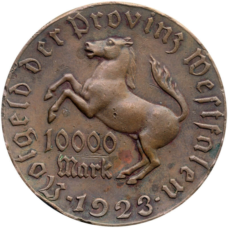 10000 marek, 1923, Pieniądz zastępczy, netgeld, Westfalia