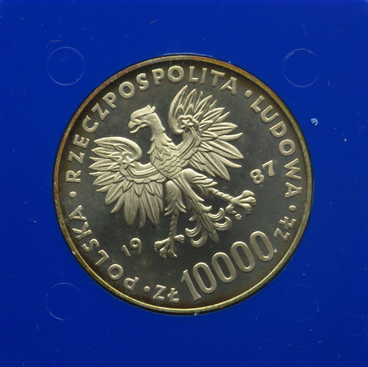 10.000 zł Jan Paweł 2, 1987, kolekcjonerska w kapslu