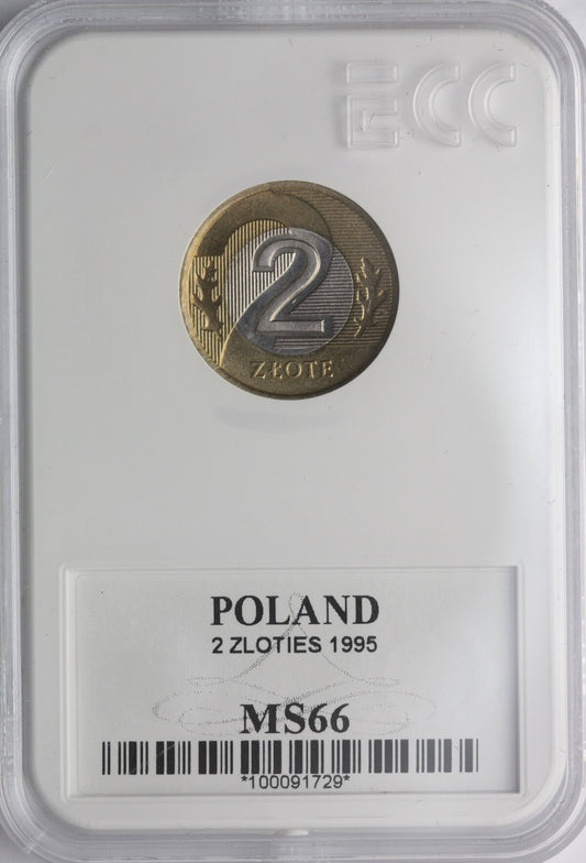 2 złote obiegowe, 1995, GCN MS66