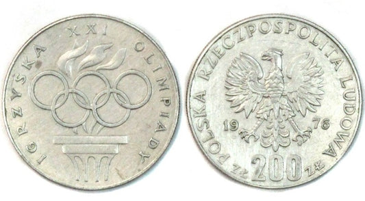 200 zł, srebrna moneta XXI Igrzyska Olimpiady 1975 Montreal