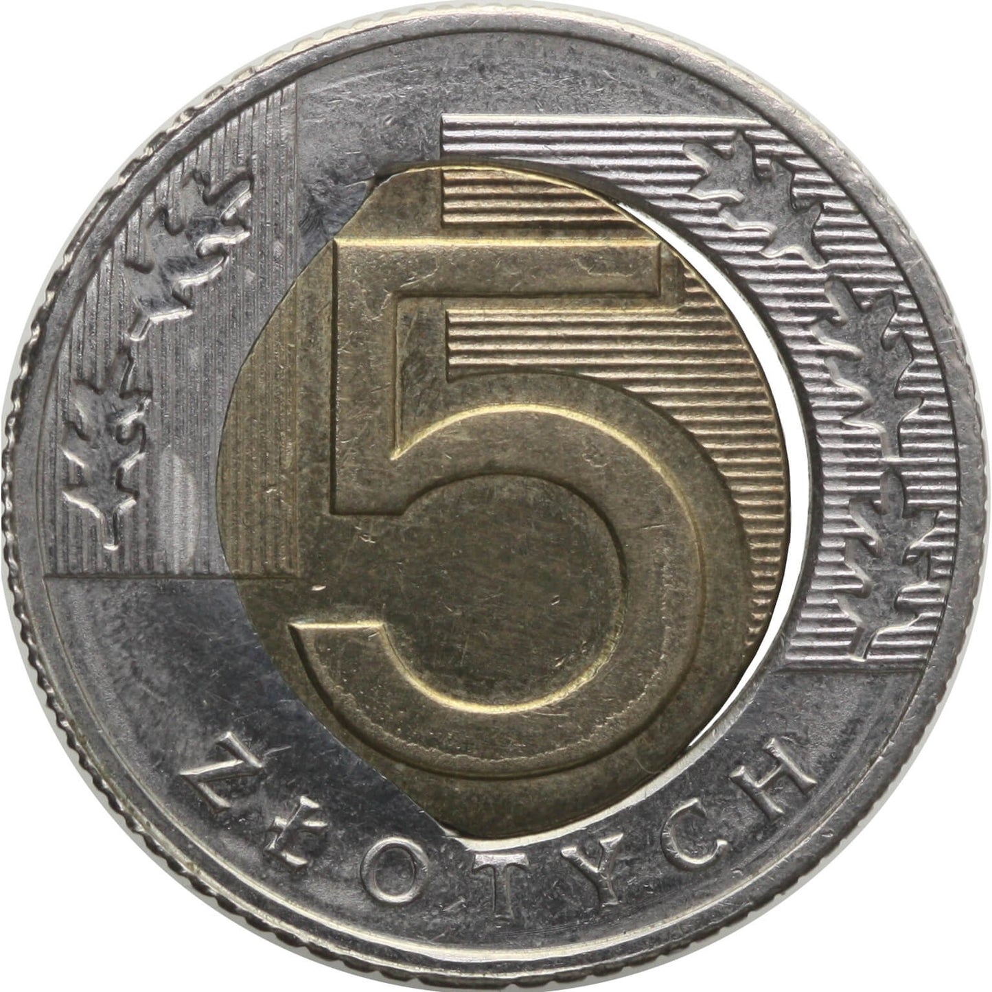 5 złotych, 2017, destrukt, niecentryczny rozlany rdzeń