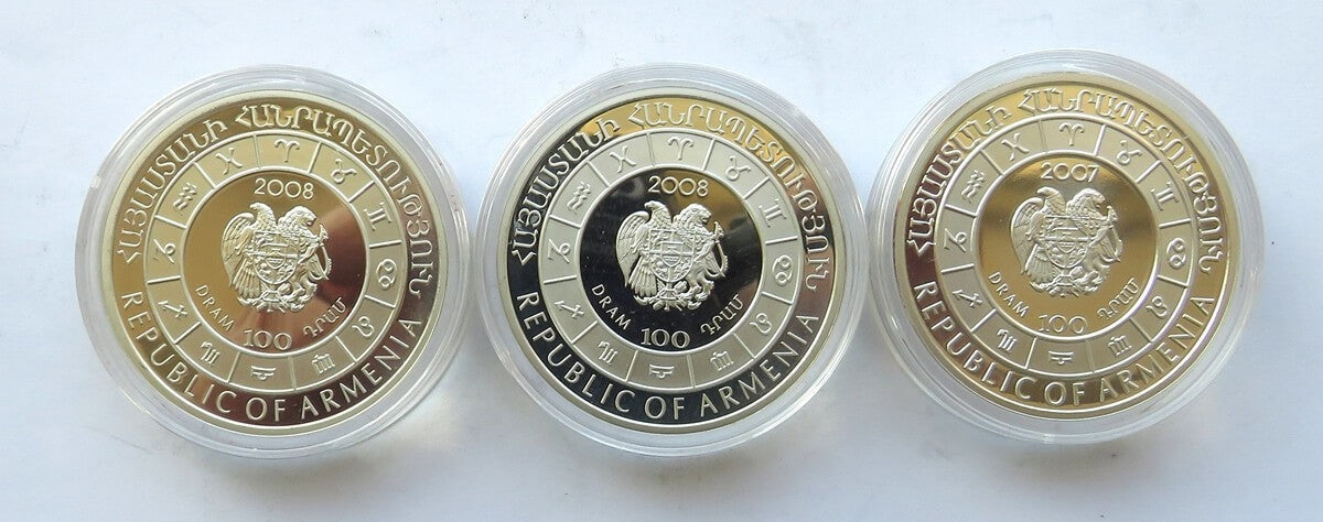 Armenia 3 X 100 Dram ZNAKI ZODIAKU 2008