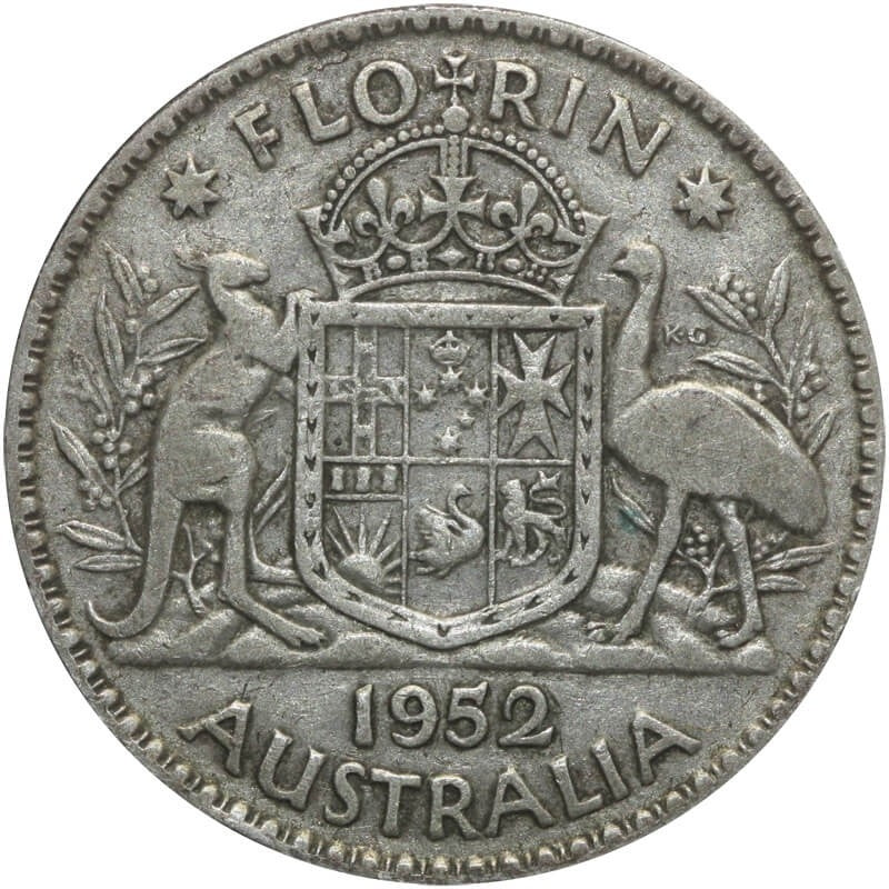 Australia 2 szylingi (floren), 1952, srebro