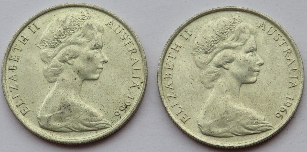 Australia, 2 x 50 centów 1966, stan 2+