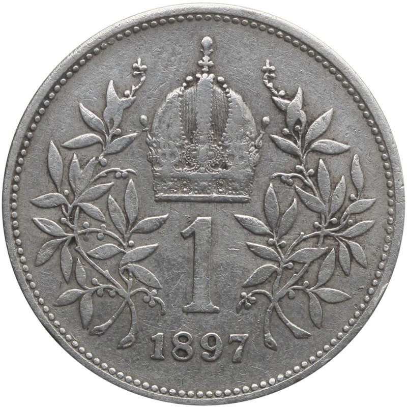 Austria 1 korona, 1897, ładna, srebro