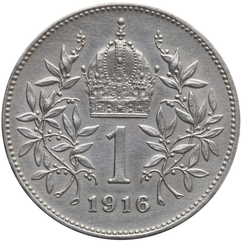 Austria 1 korona, 1916, Franciszek Józef I, srebro