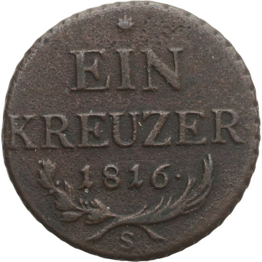 Austria 1 krajcar, 1816 Znak menniczy „S” - Smolnik, st 3-