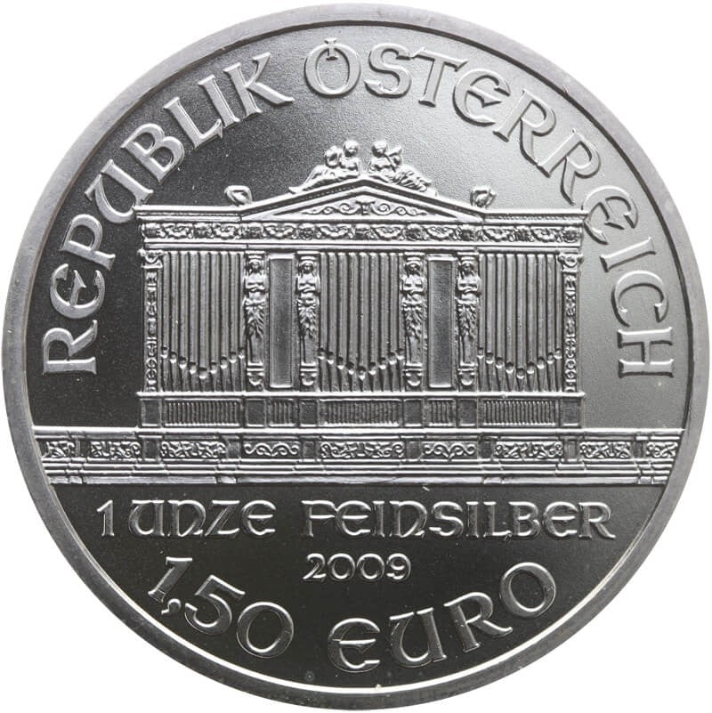 Austria 1,5 Euro 2009 Filharmonicy wiedeńscy, srebro, 1oz, stan 1