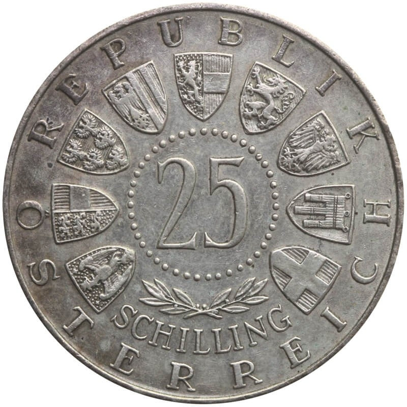 Austria 25 szylingów, 1956 Wolfgang Amadeusz Mozart, st. 3+/2-