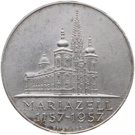 Austria 25 szylingów, 1957 800 rocznica - Bazylika Mariazell, srebro