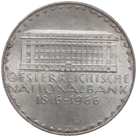 Austria 50 szylingów, 1966 150 rocznica - Narodowy Bank, srebro