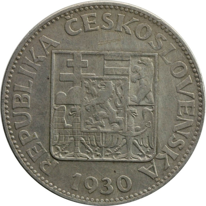 Czechosłowacja 10 koron, 1930, srebro