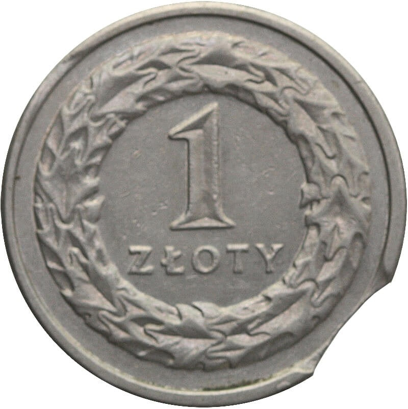 Destrukt, 1 złoty 1992, końcówka blachy, st. 2+