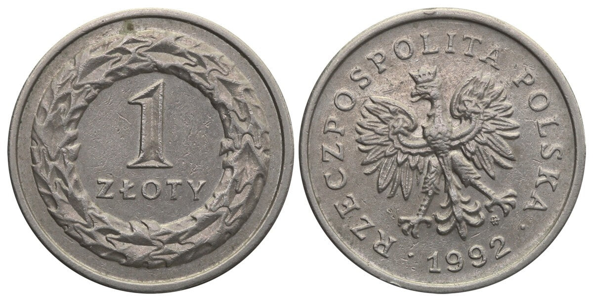 Destrukt, 1 złoty 1992, skrętka w prawo ~10 stopni, st. 3