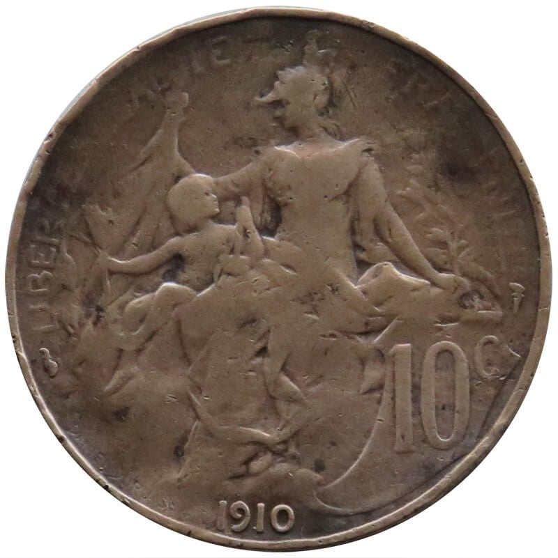 Francja 10 centymów, 1910, stan 3-