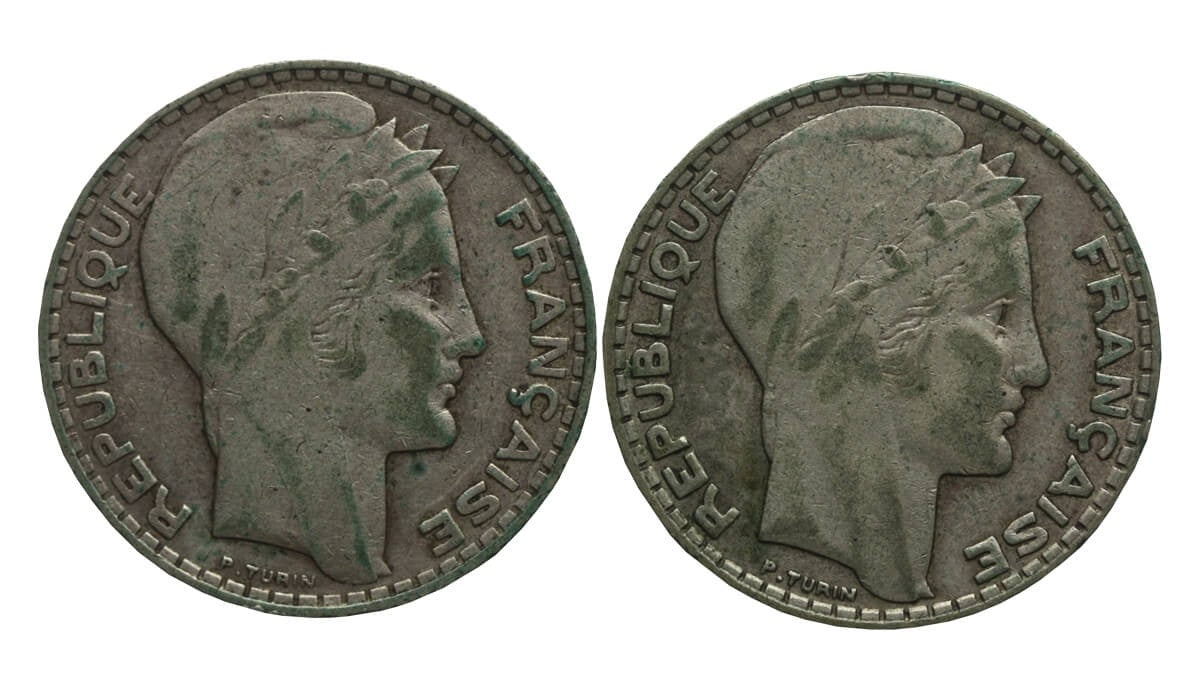 Francja Lot: 2 x 10 franków1931, 1932, srebro