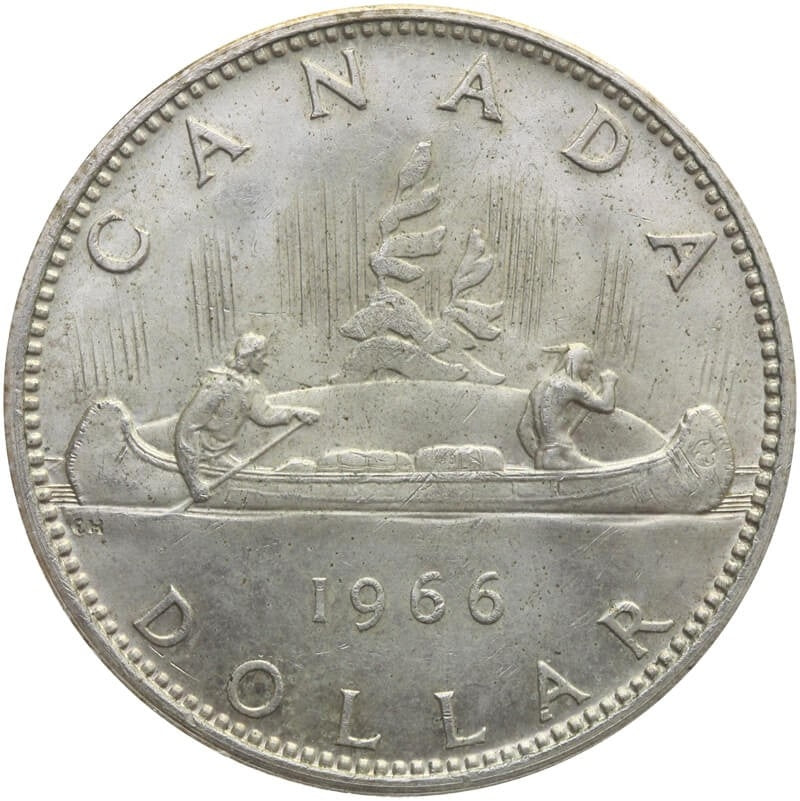 Kanada 1 dolar, 1966, srebro, Canoe