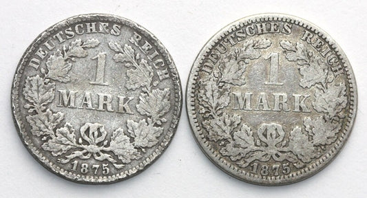 Lot: 2 x 1 Mark 1875 A, srebro,  stan 3/4