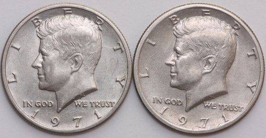 LOT: 2 x 1/2 half dollar Kennedy 1971