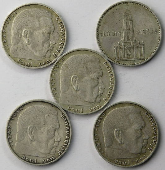 Lot: 5 x 2 marki Hindenburg / Wieża