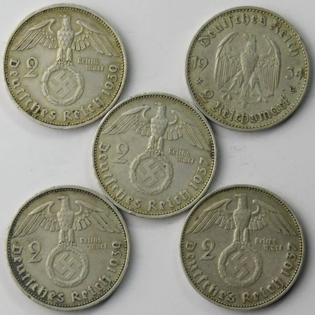 Lot: 5 x 2 marki Hindenburg / Wieża