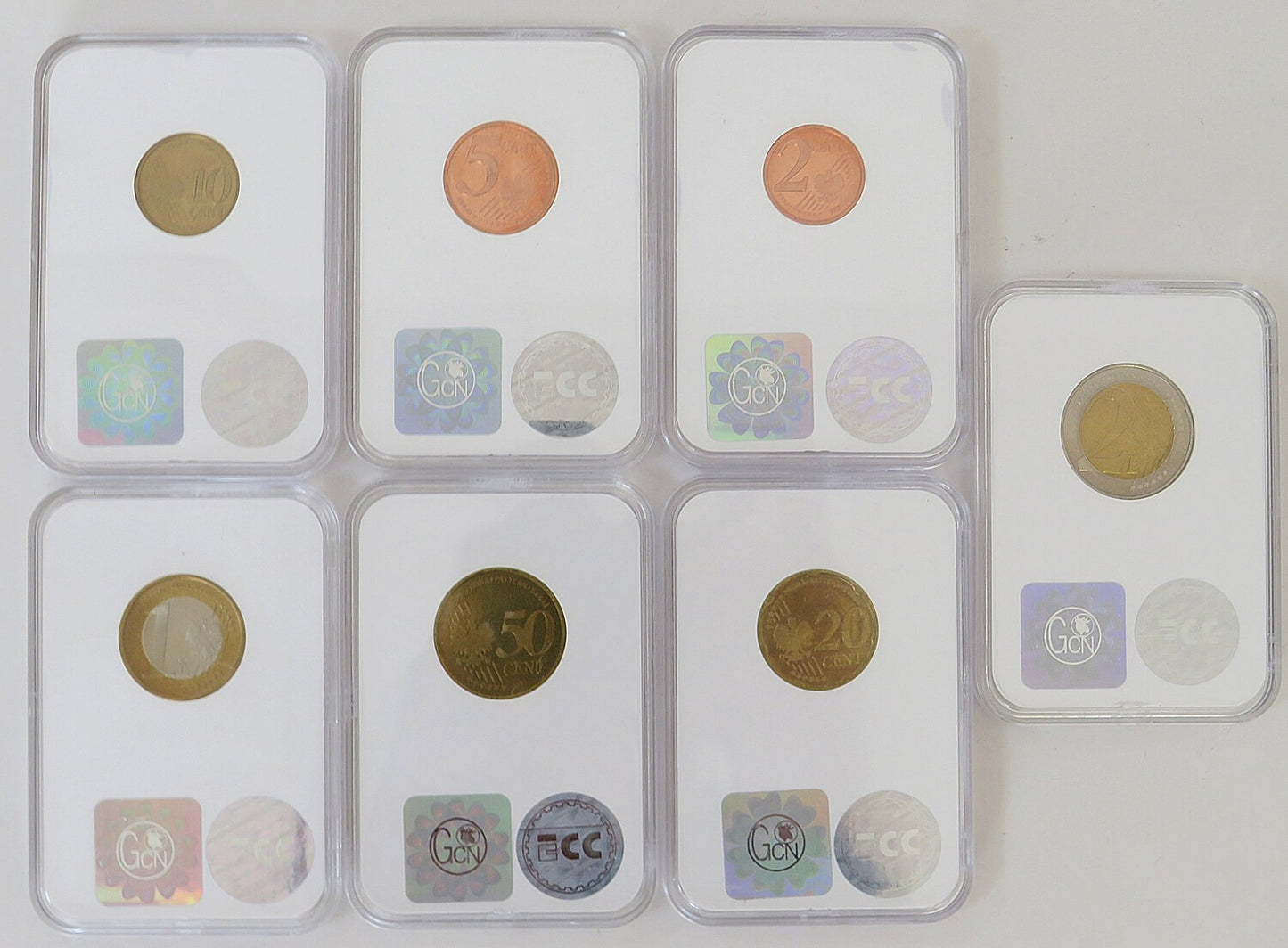 Lot: 7 x polskie monety próbne euro, 2004, GCN MS65