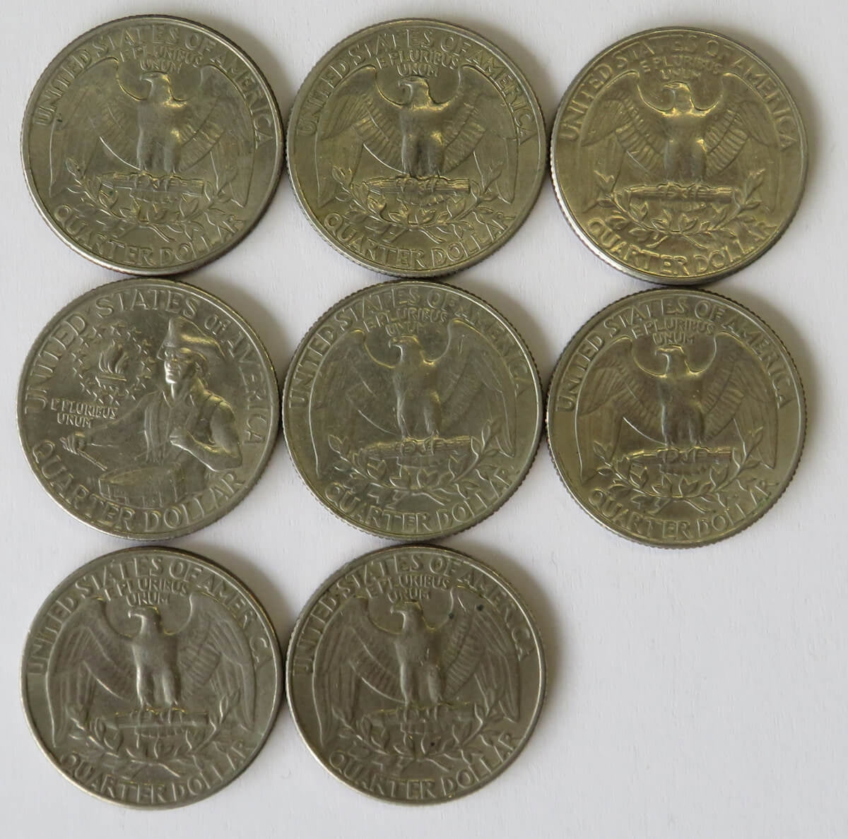 Lot: 8 x USA ¼ dolara (quarter, 25 centów), różne roczniki