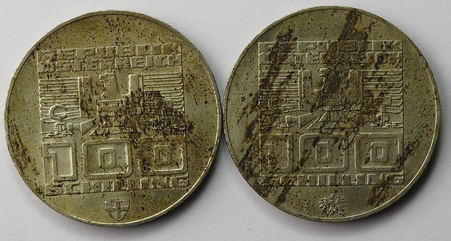 Lot:  Austria 2 x 100 szylingów, 1976, Innsbruck, srebro