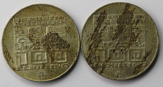 Lot:  Austria 2 x 100 szylingów, 1976, Innsbruck, srebro