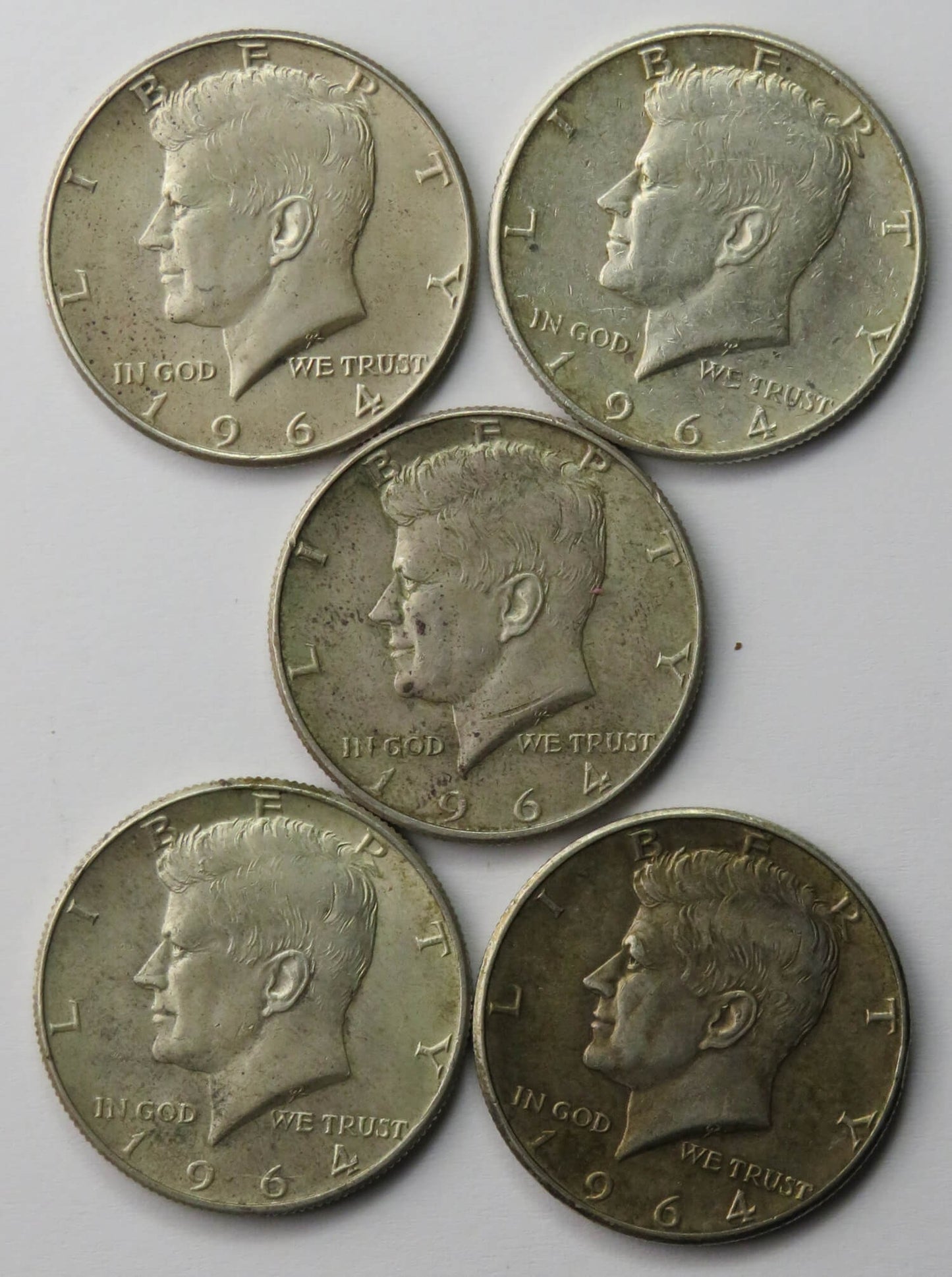 Lot: USA 5 x 1/2 dolara half dollar Kennedy 1964, stan ~2