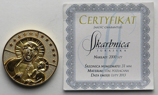 Medal Jasnogórskie Sanktuarium Maryjne + etui + certyfikat, pozłacany