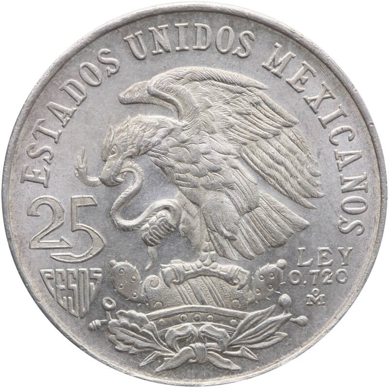 Meksyk 25 peso, 1968, Ag 0.720, stan 1-/2+