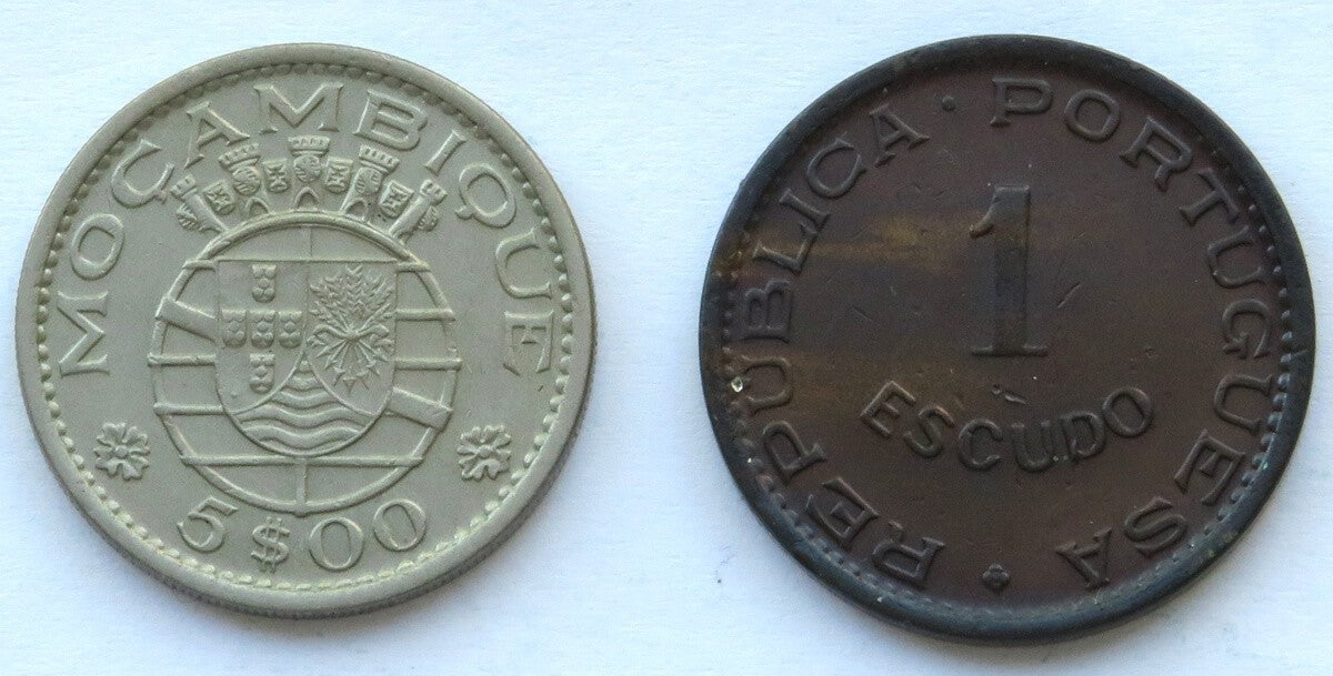 Mozambik Portugalski, 1 eskudo 1968 i 5 eskudo 1971, stany 2 i 2+