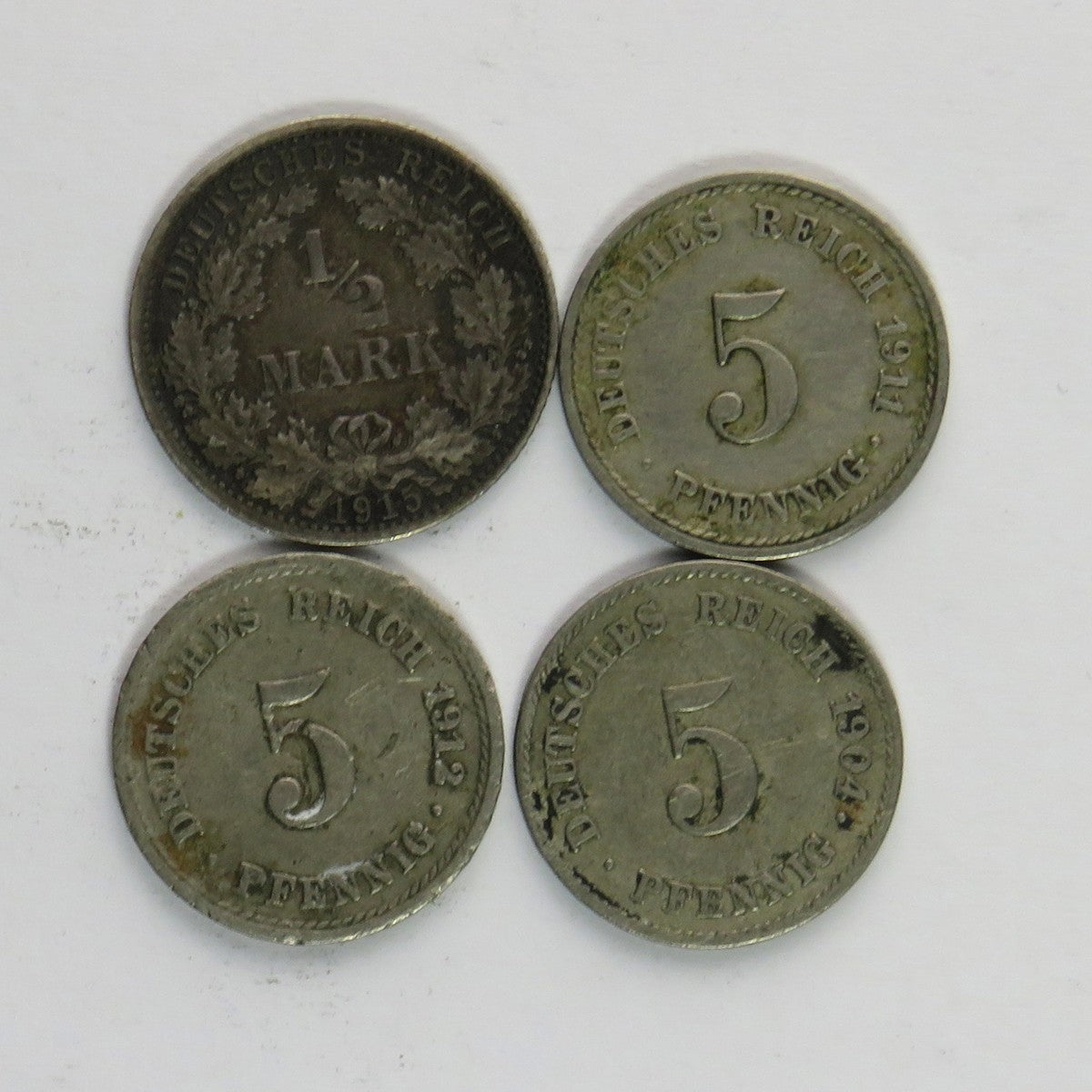 Lot: 3 x 5 fenigów + 1/2 marki