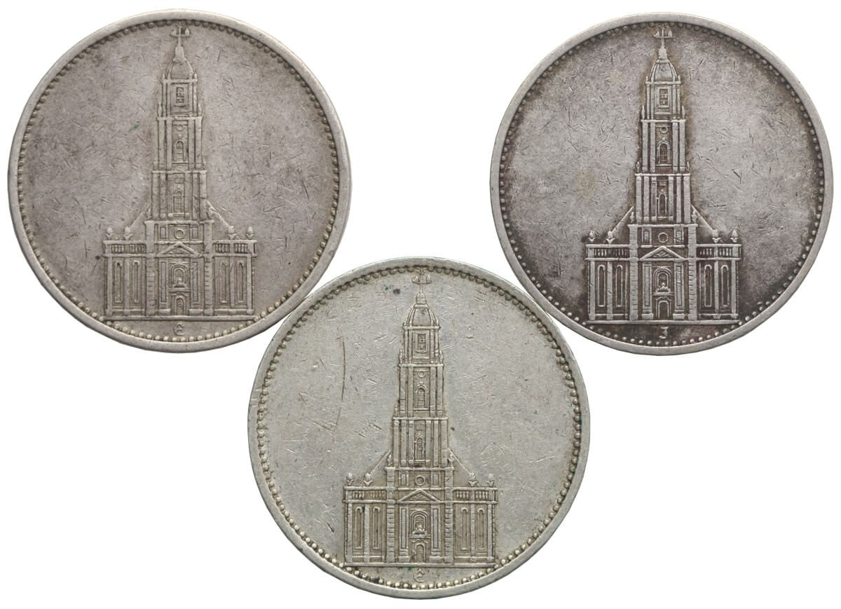 Niemcy, Lot: 3 x 5 marek Kościół garnizonowy, 1934-1935