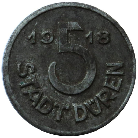 Niemcy, notgeld 5 fenigów, miasto Duren, 1918 r.