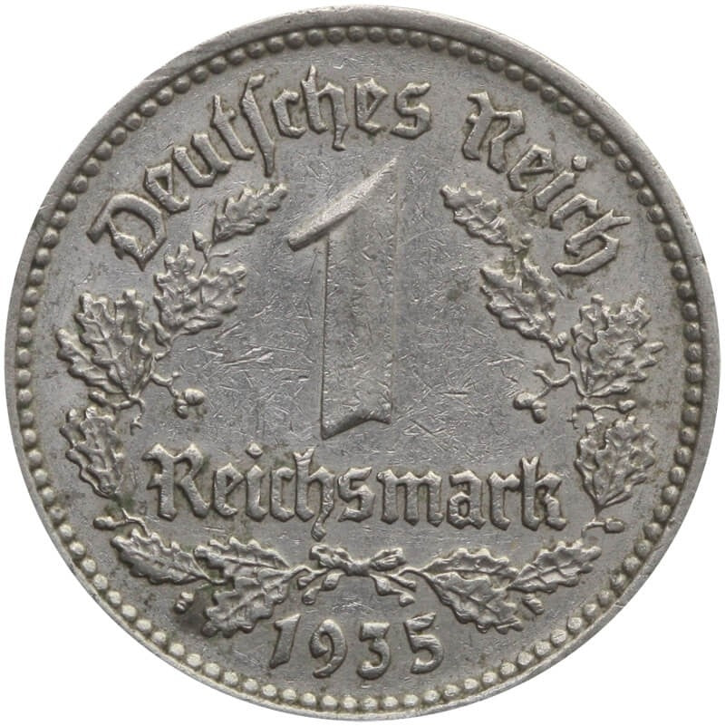 Niemcy - Trzecia Rzesza 1 reichsmarka, J (Hamburg),  1935