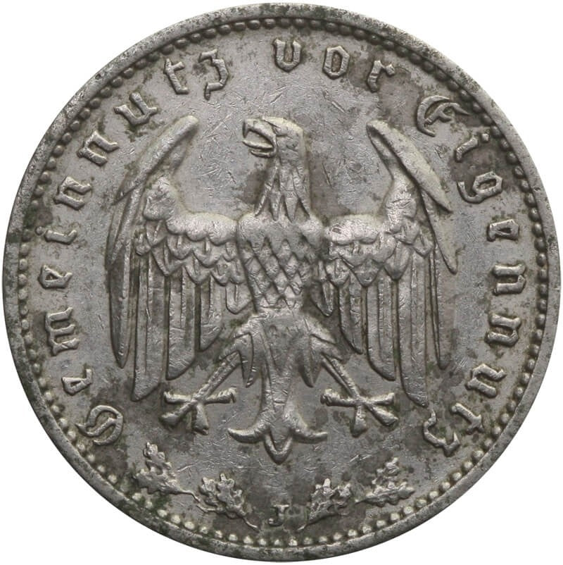 Niemcy - Trzecia Rzesza 1 reichsmarka, J (Hamburg),  1935