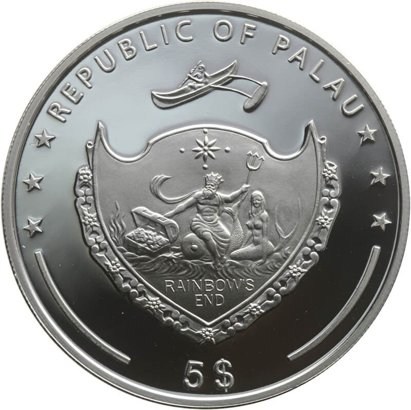 Palau 2009, 5 dolarów perła - 2500 szt. Srebro Ag925 + prawdziwa perła