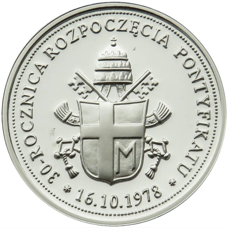 Polska, Jan Paweł II, 30 rocznica pontyfikatu, 2008, srebro Ag999