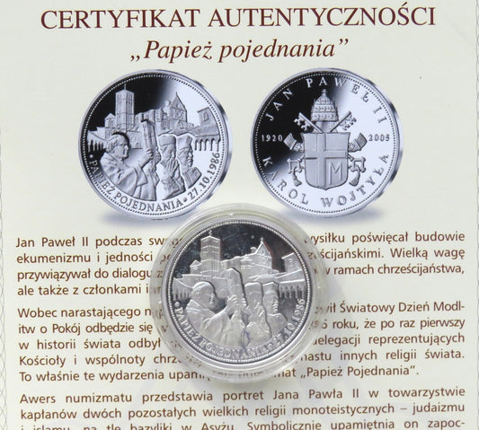 Polska, medal Papież pojednania, srebro certyfikat