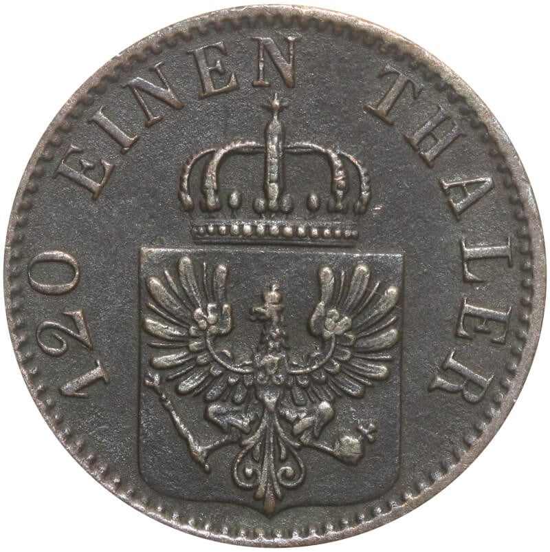 Prusy 3 fenigi, 1868 Znak menniczy „B” - Wrocław, stan 2