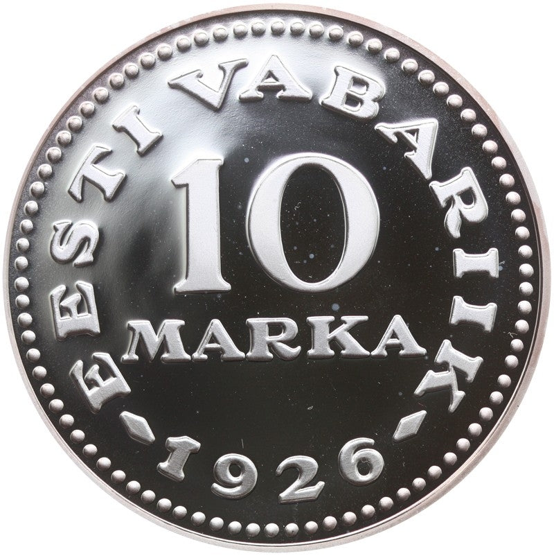 Replika / Kopia. Estonia. 10 marek 1926, srebro Ag999, 20g