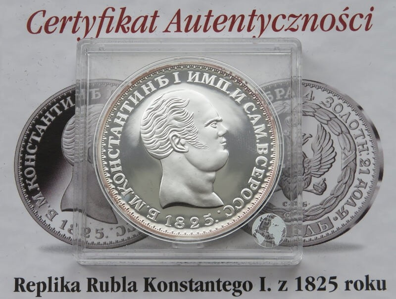 Replika, Rubel Konstantego I z 1825, srebro 999