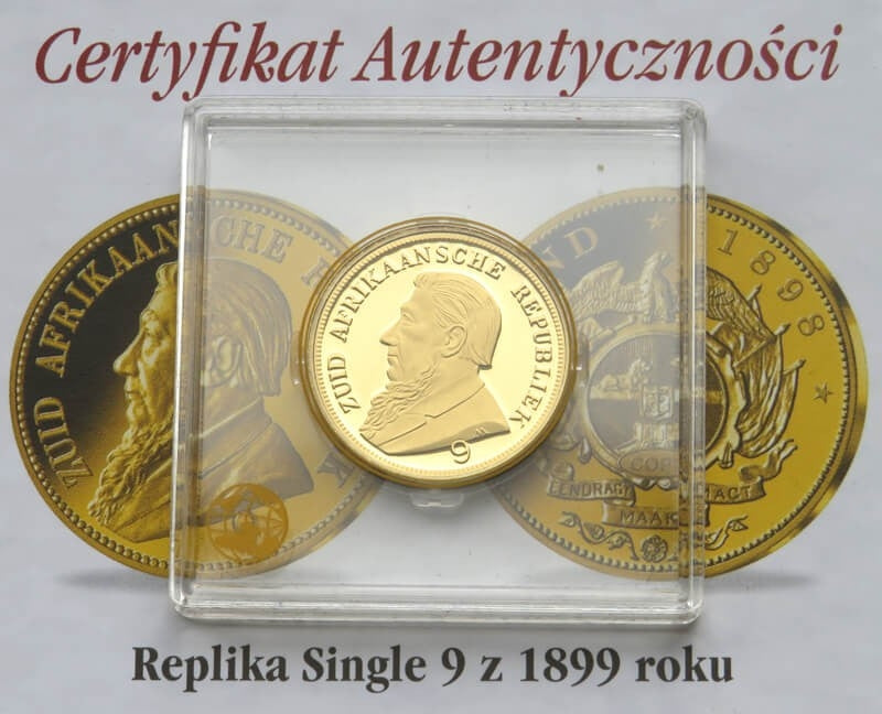 Replika Single 9 z 1898, Afryka Południowa, srebro złocone